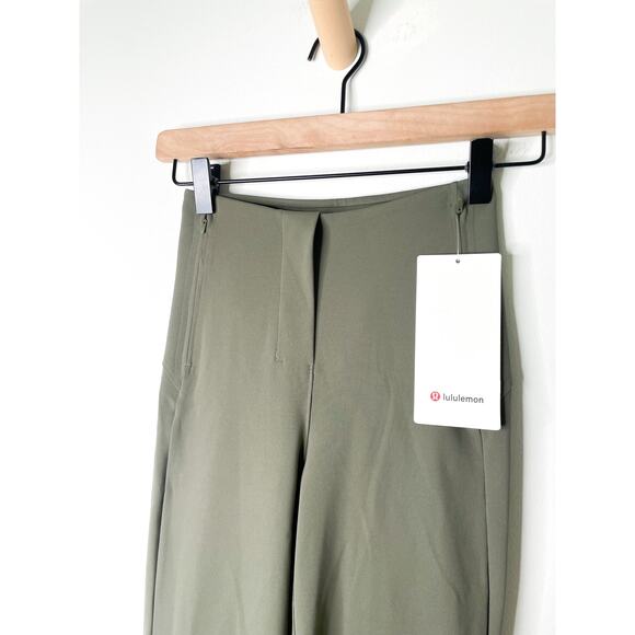 NWT Lululemon Olive Green Smooth Fit High Rise Cropped Pants Size 0 Athleisure - Picture 5 of 13
